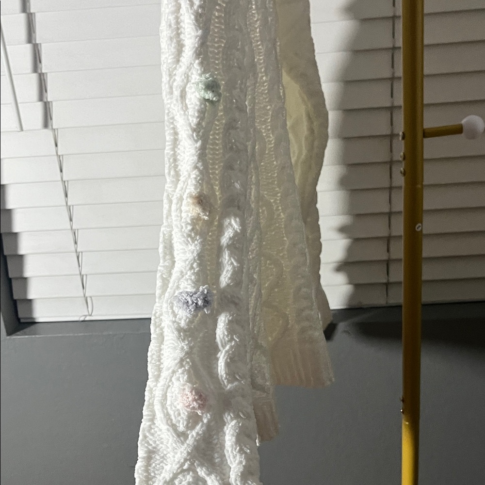 POL White Cable Knit Cardigan with Pastel Details - Picture 4 of 6